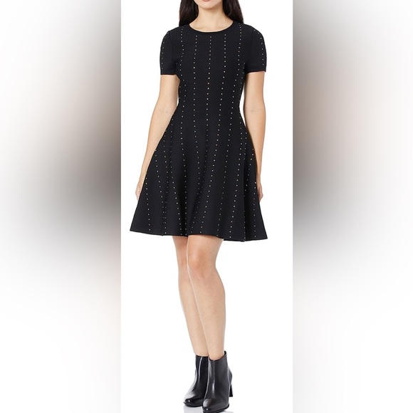 The Kooples Women’s Studded Knit Dress, Black with gold and silver studs -size 2 - Picture 1 of 11